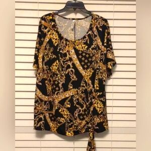 PerSeption Woman multicolored short sleeve blouse 2X